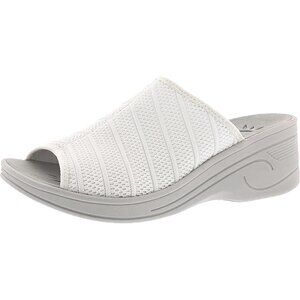Easy Street SoLite White Stretch Slide Sandals Comfort Wave Lightweight Airy 8M